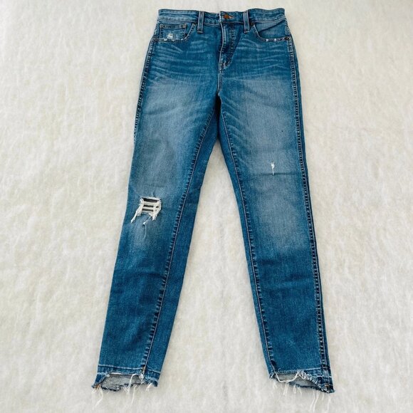 Madewell Womens Denim Blue Distressed Curvy High Rise Slim Skinny Jeans Size 29 - Picture 1 of 11